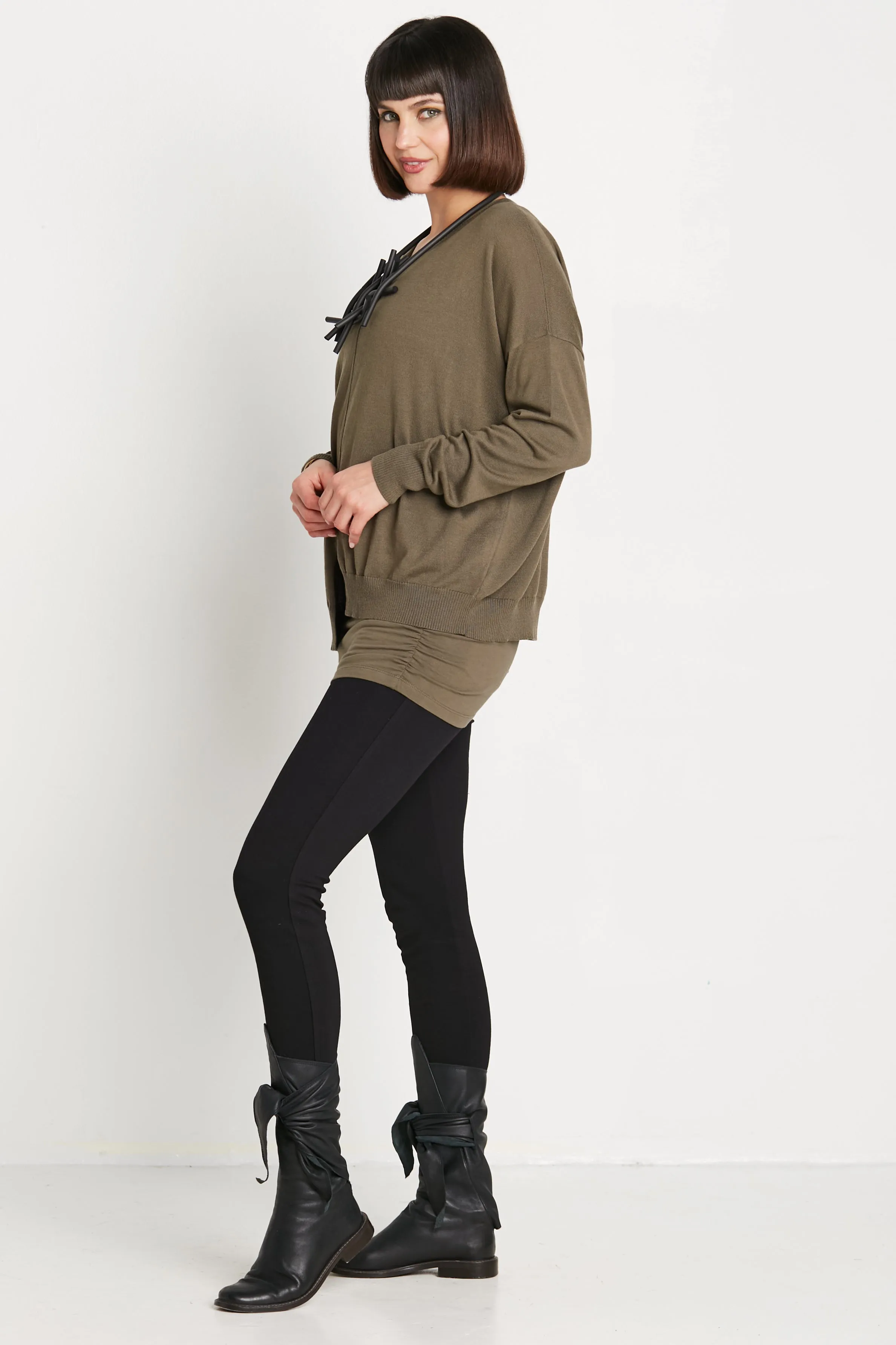 Pima Cotton Cutout Crewneck Sweater