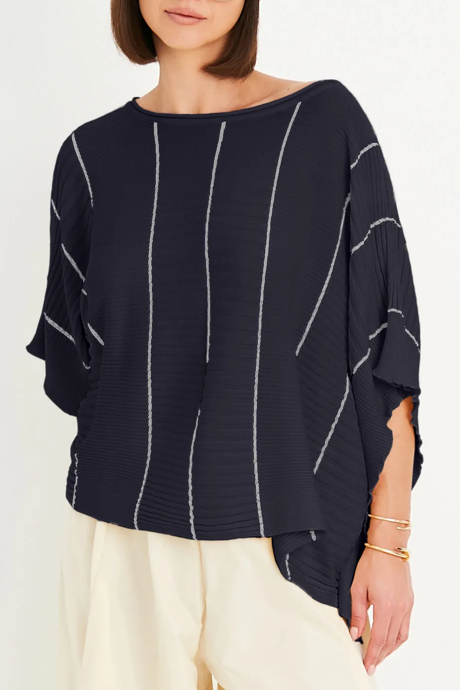 Pima Cotton Ribbon Crewneck Sweater