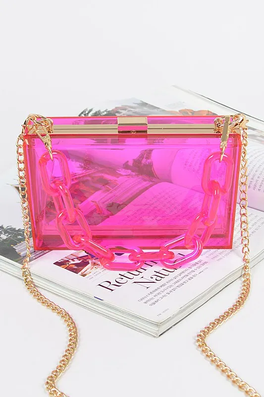Pink Clear Plastic Clutch