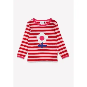 Pink Flower Applique Long Sleeve Shirt