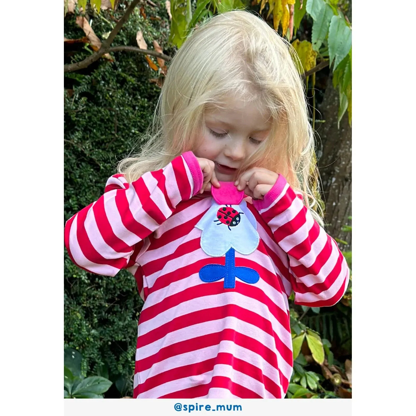 Pink Flower Applique Long Sleeve Shirt