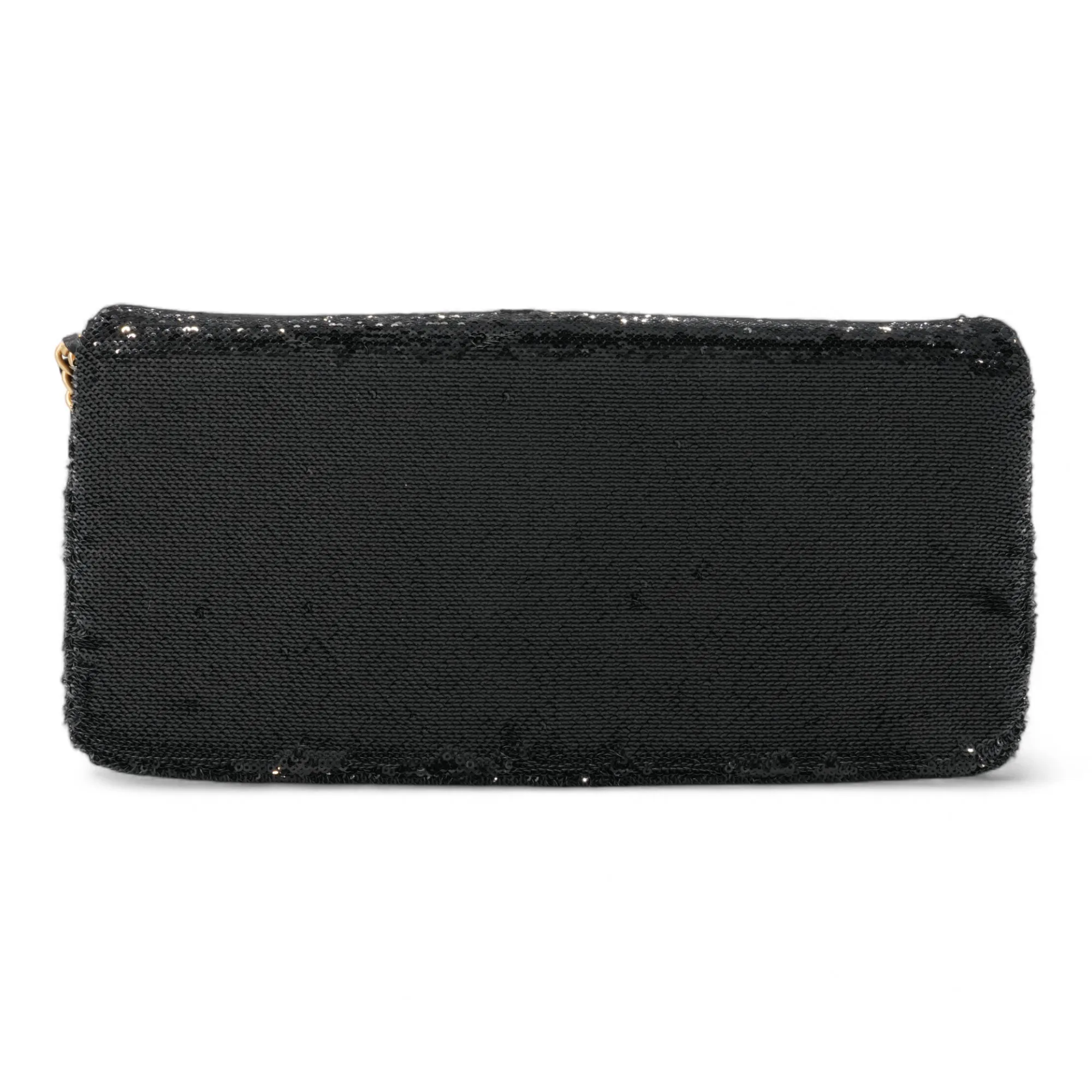 Please Dare to Disturb Black and Gold Sequin Flap Bag