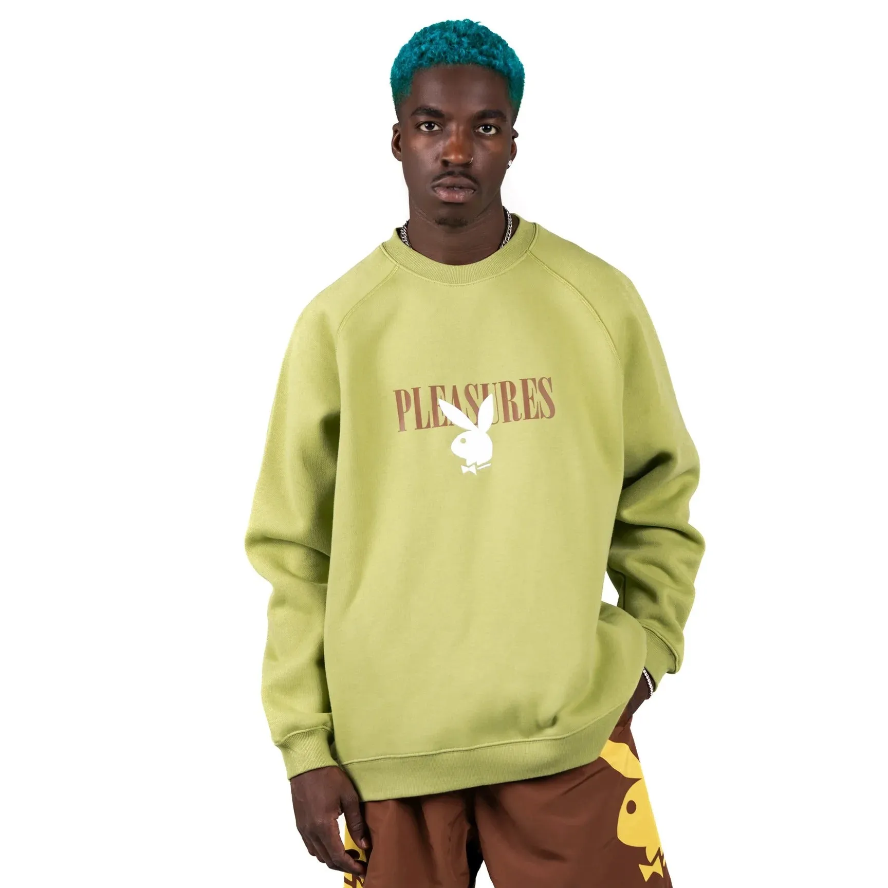Pleasures Men x PLAYBOY Bunny Logo Crewneck Green