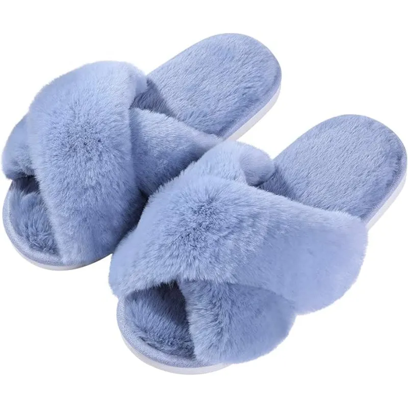 Plush Crossband Design Slippers