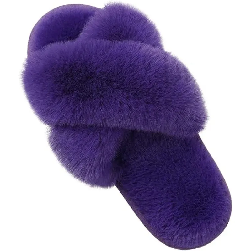 Plush Crossband Design Slippers