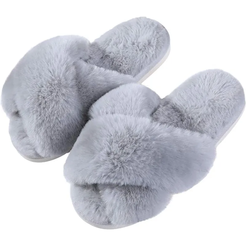 Plush Crossband Design Slippers
