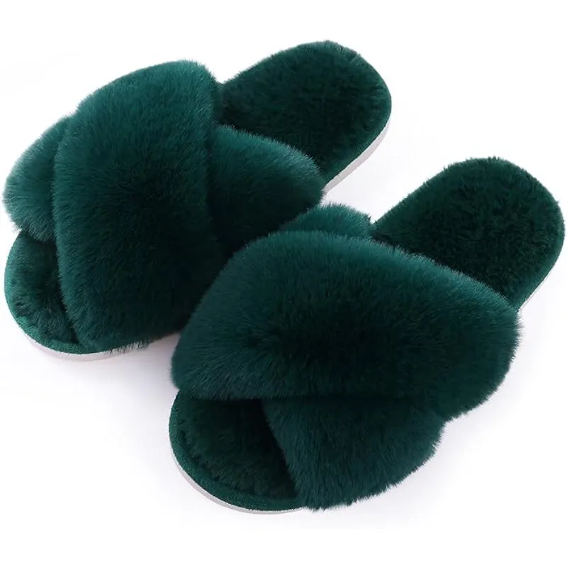 Plush Crossband Design Slippers