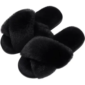 Plush Crossband Design Slippers