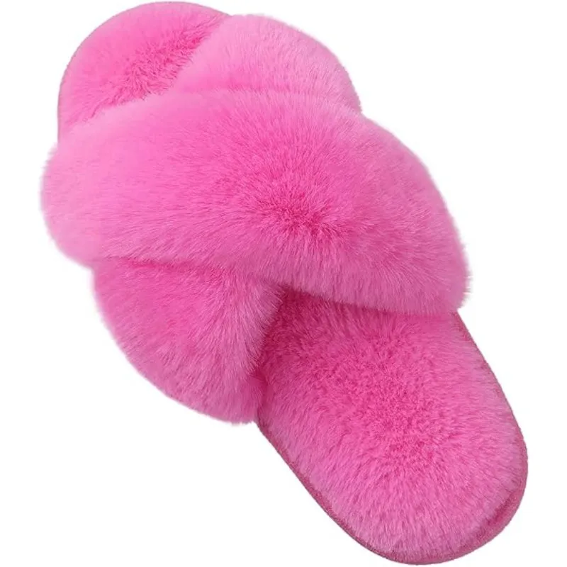 Plush Crossband Design Slippers
