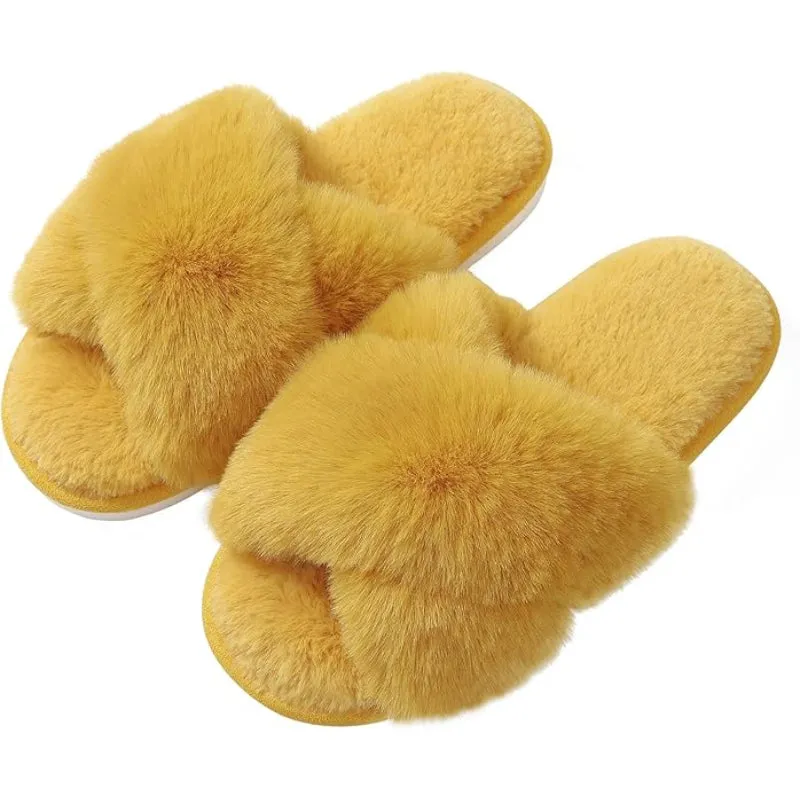 Plush Crossband Design Slippers