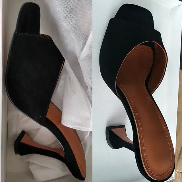 Pointed Open Toe Strange Heel Mules Slip On Formal Party Shoes Women Summer High Heel Slippers Plus Size Customized Shoes