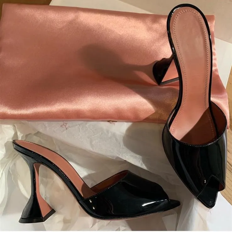 Pointed Open Toe Strange Heel Mules Slip On Formal Party Shoes Women Summer High Heel Slippers Plus Size Customized Shoes
