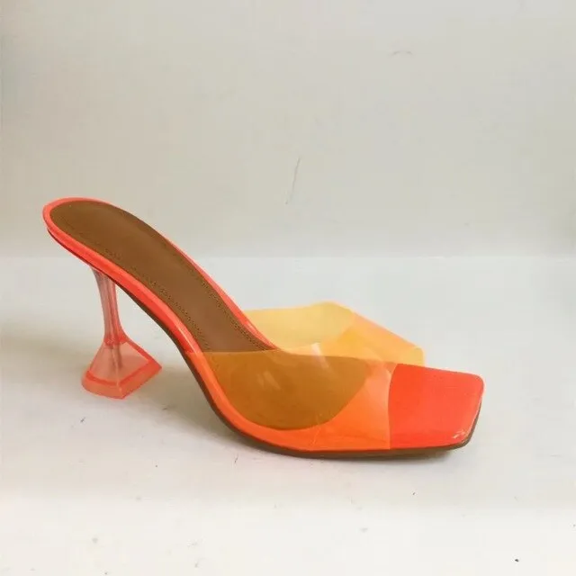 Pointed Open Toe Strange Heel Mules Slip On Formal Party Shoes Women Summer High Heel Slippers Plus Size Customized Shoes