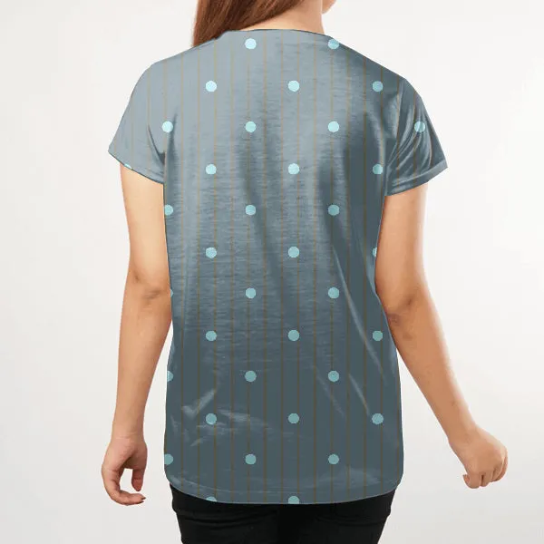Polka Dot Motif Striped Women All Over T-Shirt