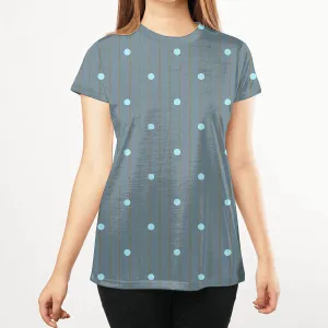 Polka Dot Motif Striped Women All Over T-Shirt