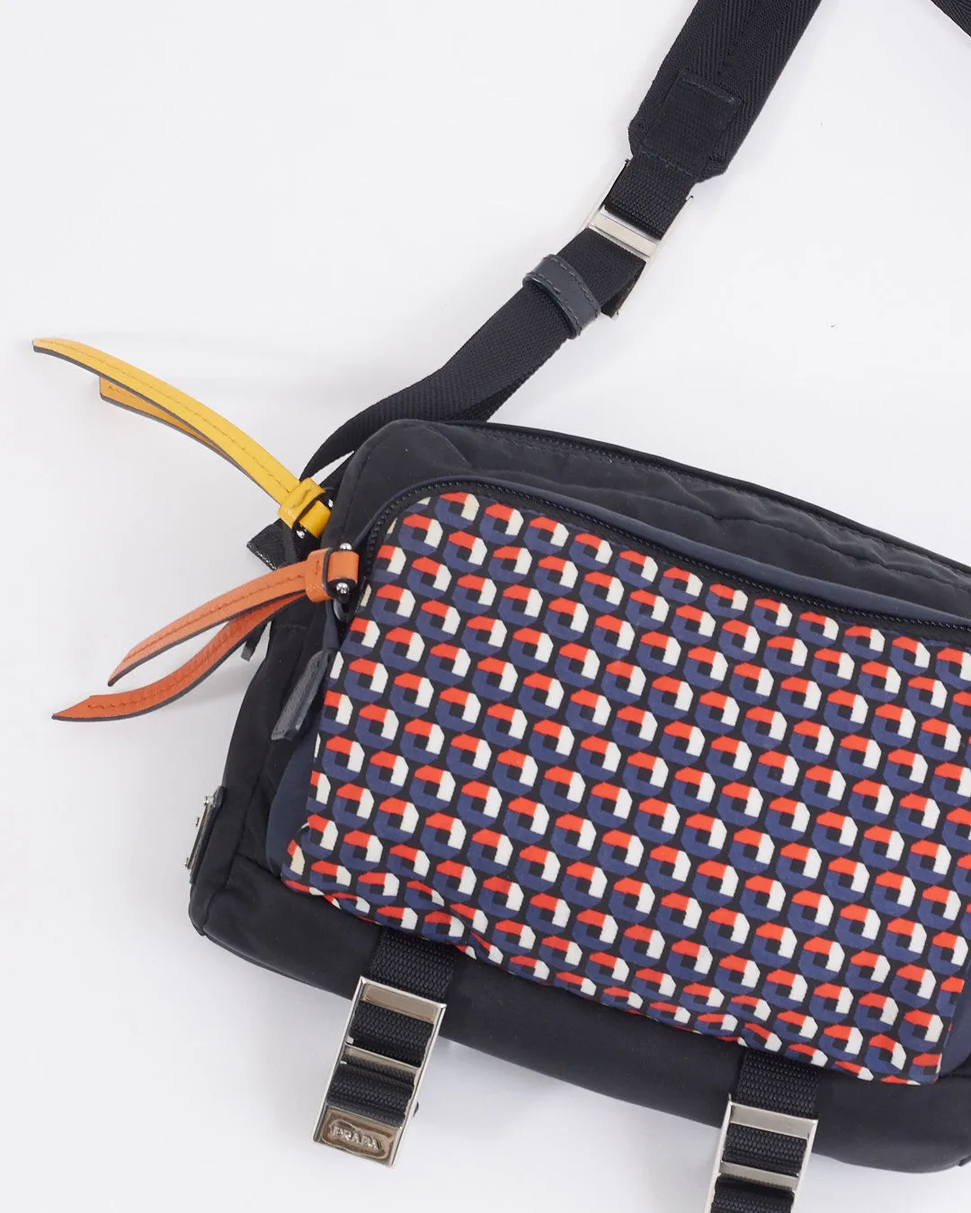 Prada Black/Multi Print Nylon Tessuto Crossbody Bag