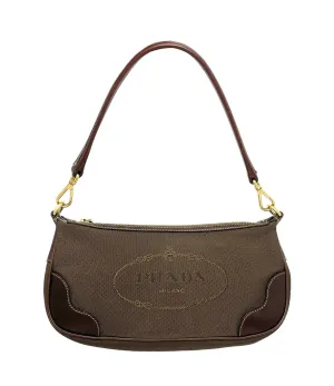 Prada Brown Logo Mini Shoulder Bag