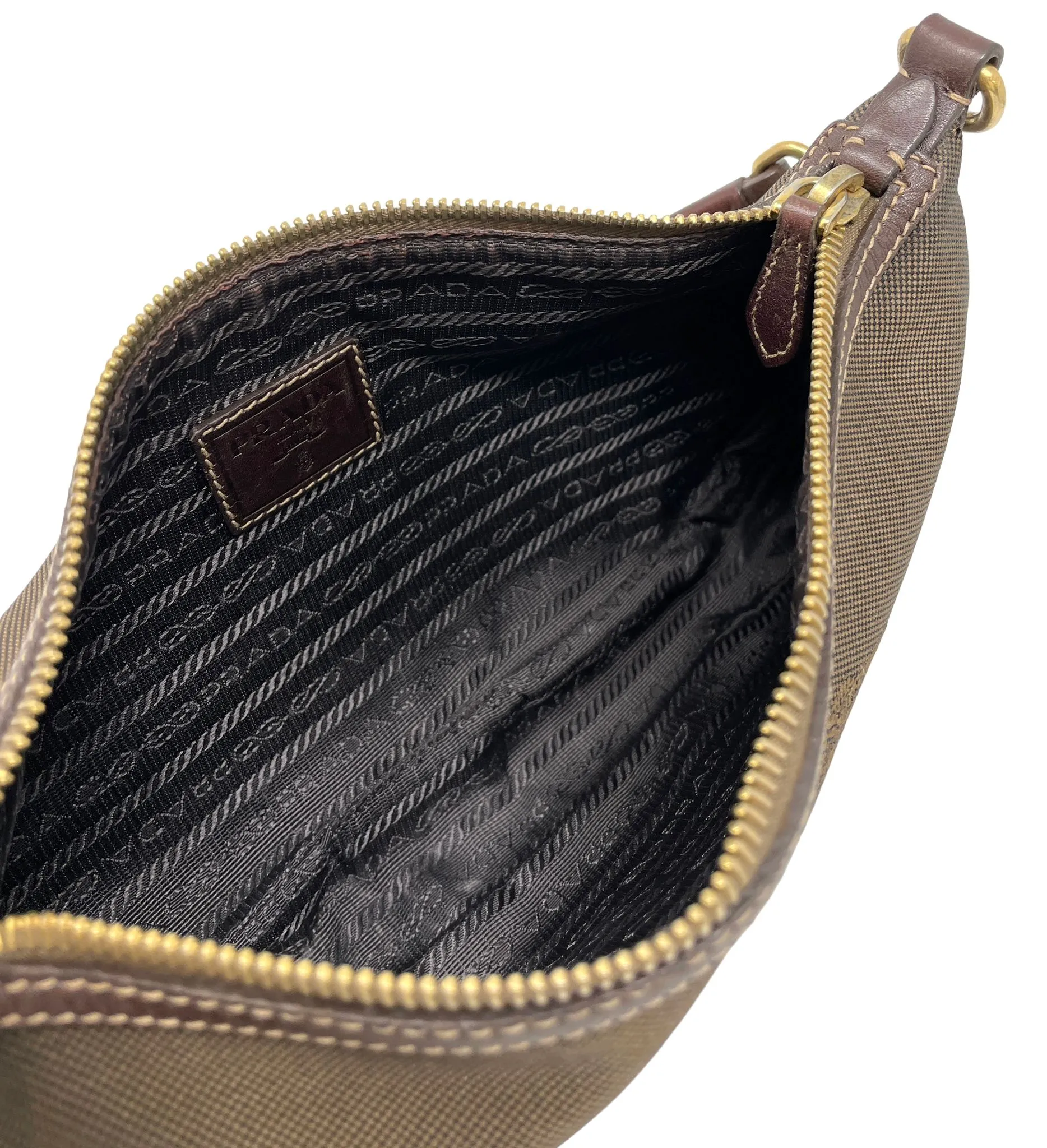 Prada Brown Logo Mini Shoulder Bag