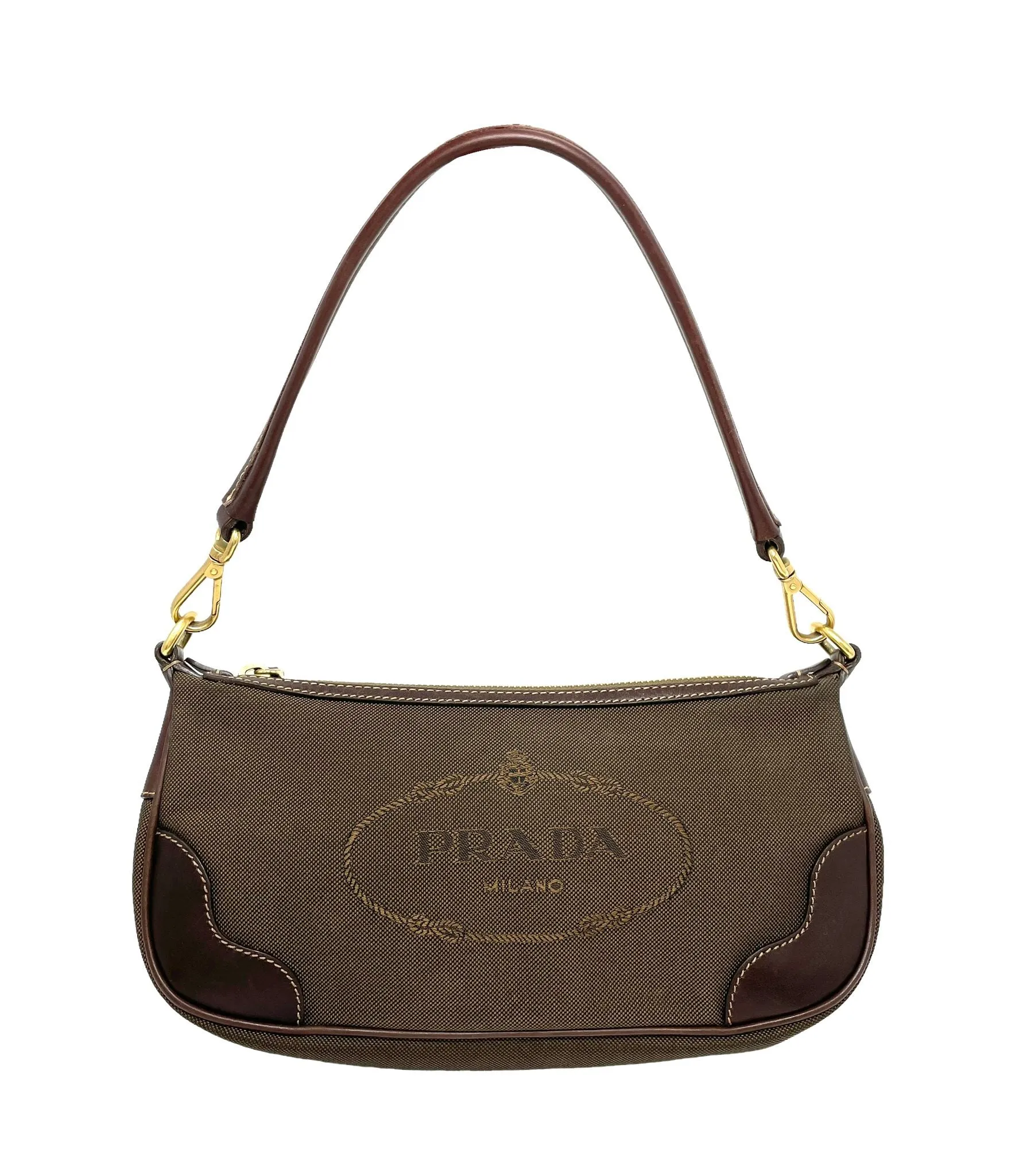 Prada Brown Logo Mini Shoulder Bag