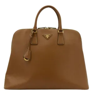 PRADA Promenade Saffiano Leather Satchel Bag Light Brown