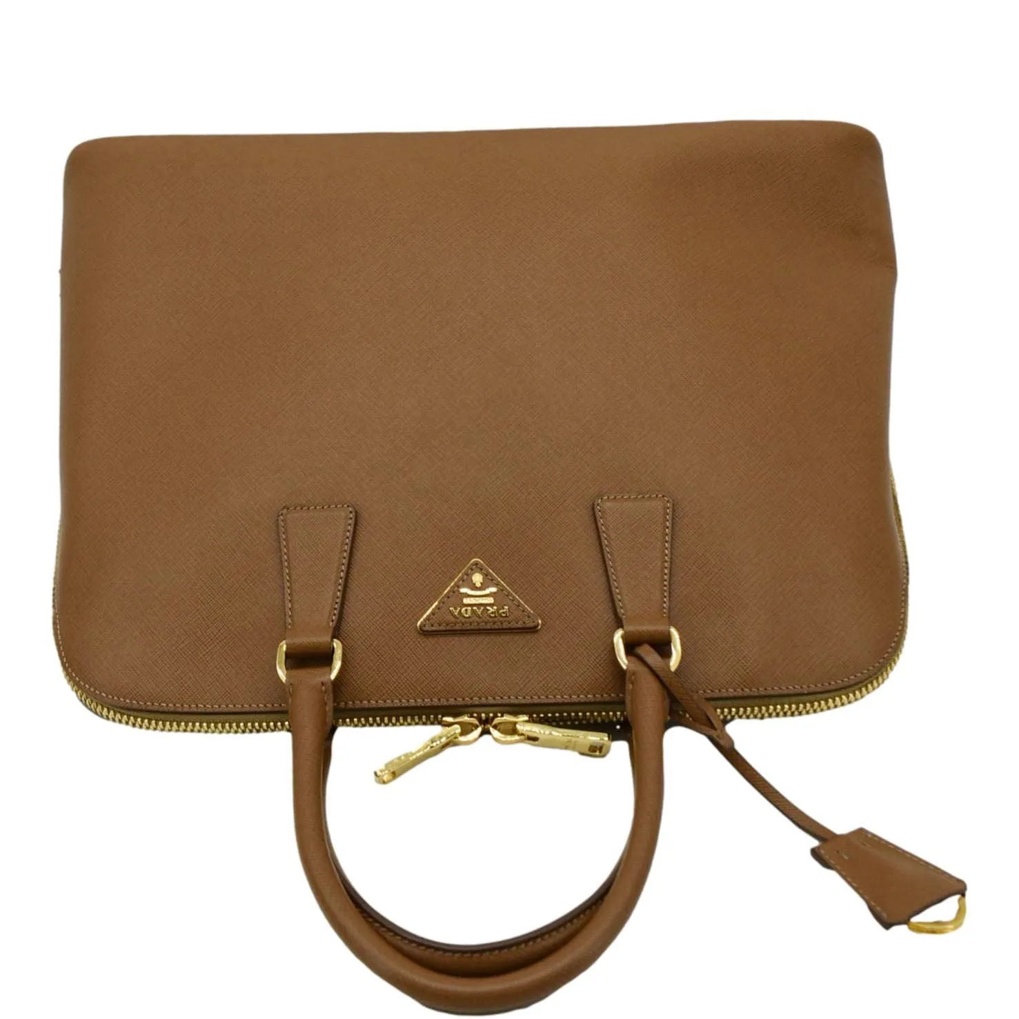 PRADA Promenade Saffiano Leather Satchel Bag Light Brown