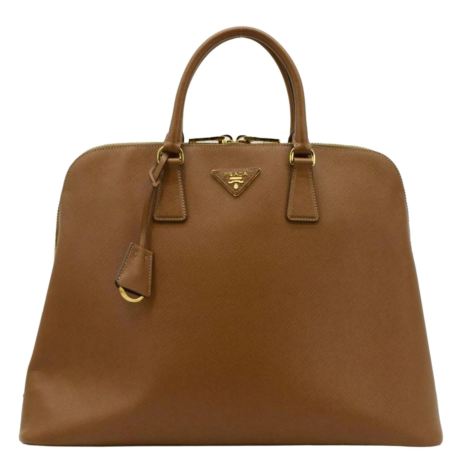 PRADA Promenade Saffiano Leather Satchel Bag Light Brown