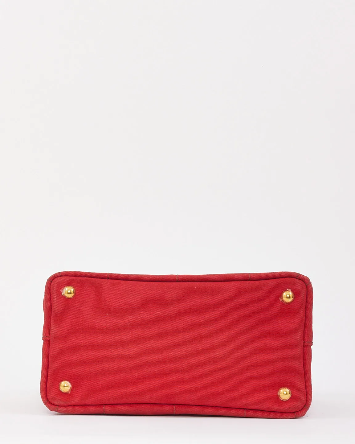 Prada Red Canvas Canapa Tote Bag with Strap