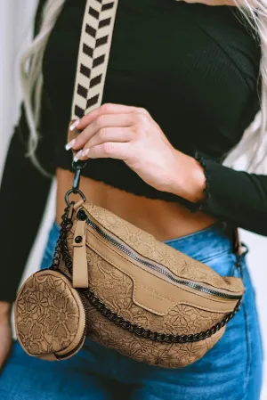 PRE-ORDER! ETA 3/21 Life's A Journey Camel Crossbody Belt Bag with Coin Purse **SHIPPING EXPECTED TO BEGIN ON DATE 3/21**
