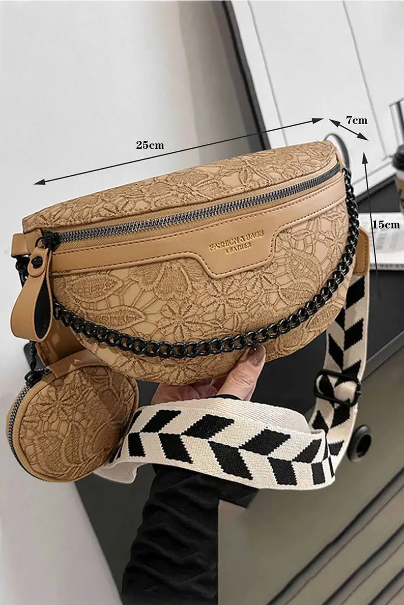 PRE-ORDER! ETA 3/21 Life's A Journey Camel Crossbody Belt Bag with Coin Purse **SHIPPING EXPECTED TO BEGIN ON DATE 3/21**