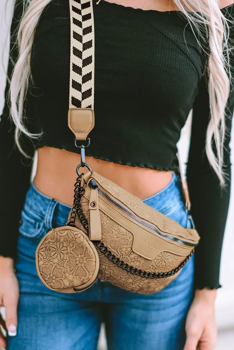 PRE-ORDER! ETA 3/21 Life's A Journey Camel Crossbody Belt Bag with Coin Purse **SHIPPING EXPECTED TO BEGIN ON DATE 3/21**