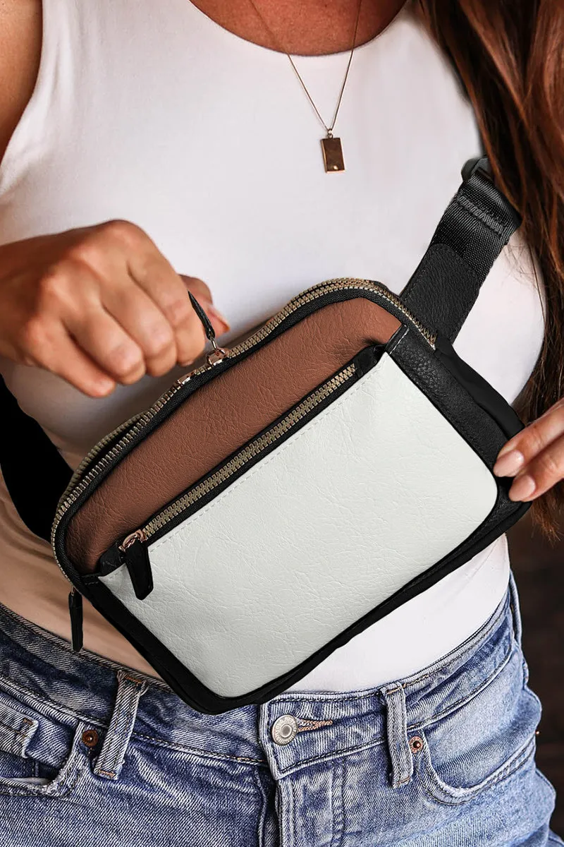 PREORDER! ETA 3/21 Travel Together White Colorblock Crossbody Belt Bag **SHIPPING EXPECTED TO BEGIN ON DATE 3/21**