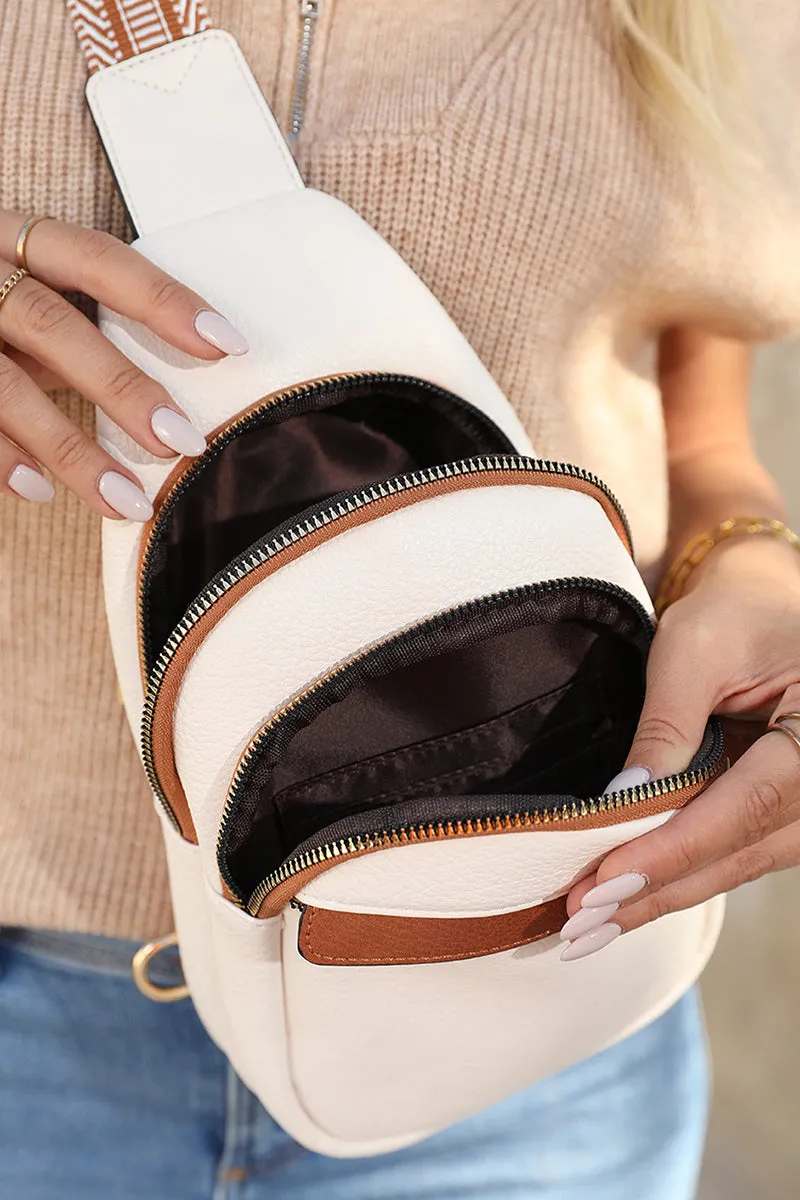 PREORDER! ETA 3/21 White and Tan Sling Bag  **SHIPPING EXPECTED TO BEGIN ON DATE 3/21**