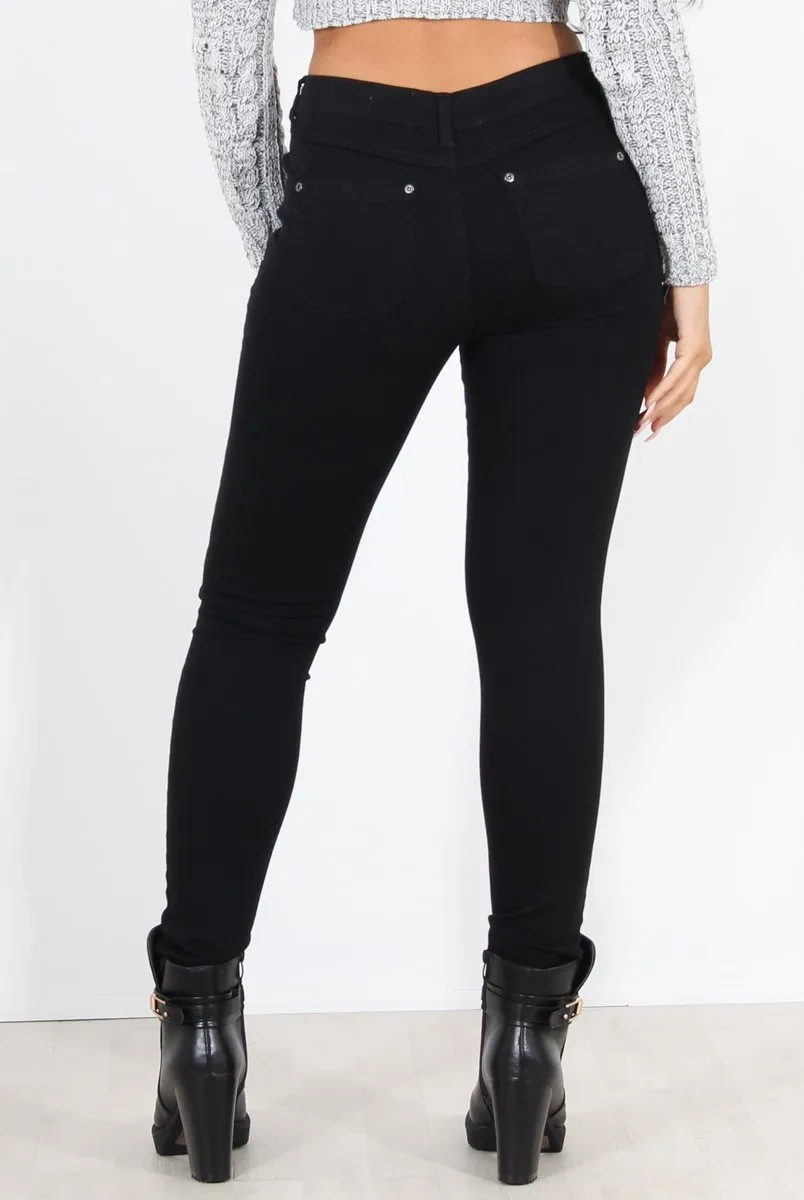 Prim Black Ripped Knee Skinny Jeans