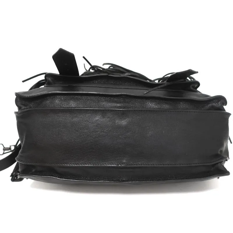 Proenza Schouler PS1 Medium Fringe Bag Black Leather Crossbody Satchel