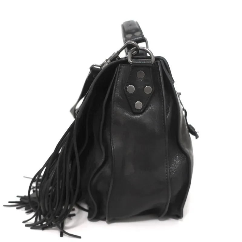 Proenza Schouler PS1 Medium Fringe Bag Black Leather Crossbody Satchel