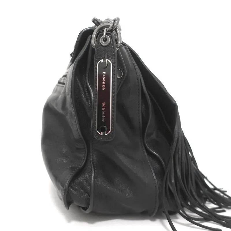 Proenza Schouler PS1 Medium Fringe Bag Black Leather Crossbody Satchel