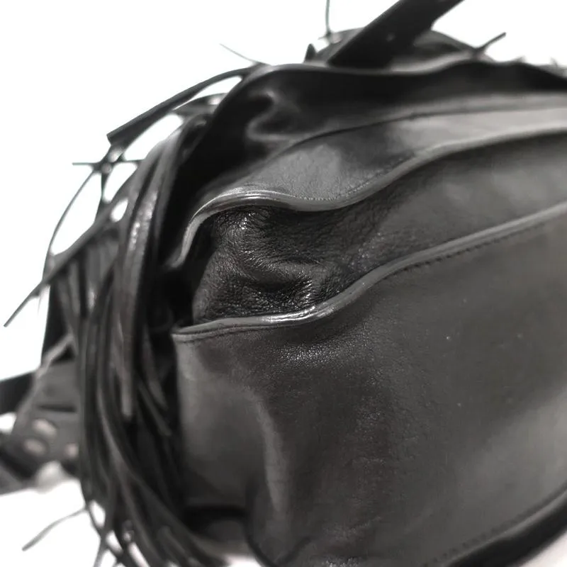 Proenza Schouler PS1 Medium Fringe Bag Black Leather Crossbody Satchel