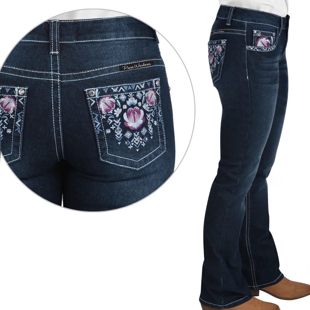 Pure Western Womens Leah MID-RISE, Bootcut Jeans - 32" Leg