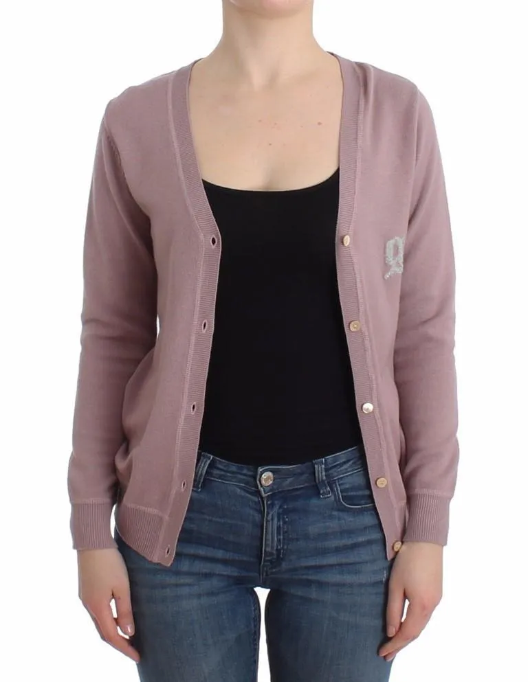 Purple v-neck wool cardigan