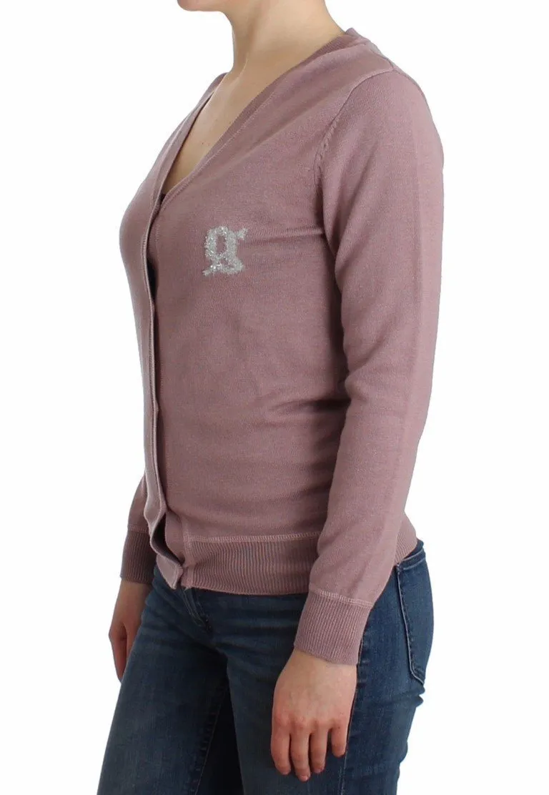 Purple v-neck wool cardigan