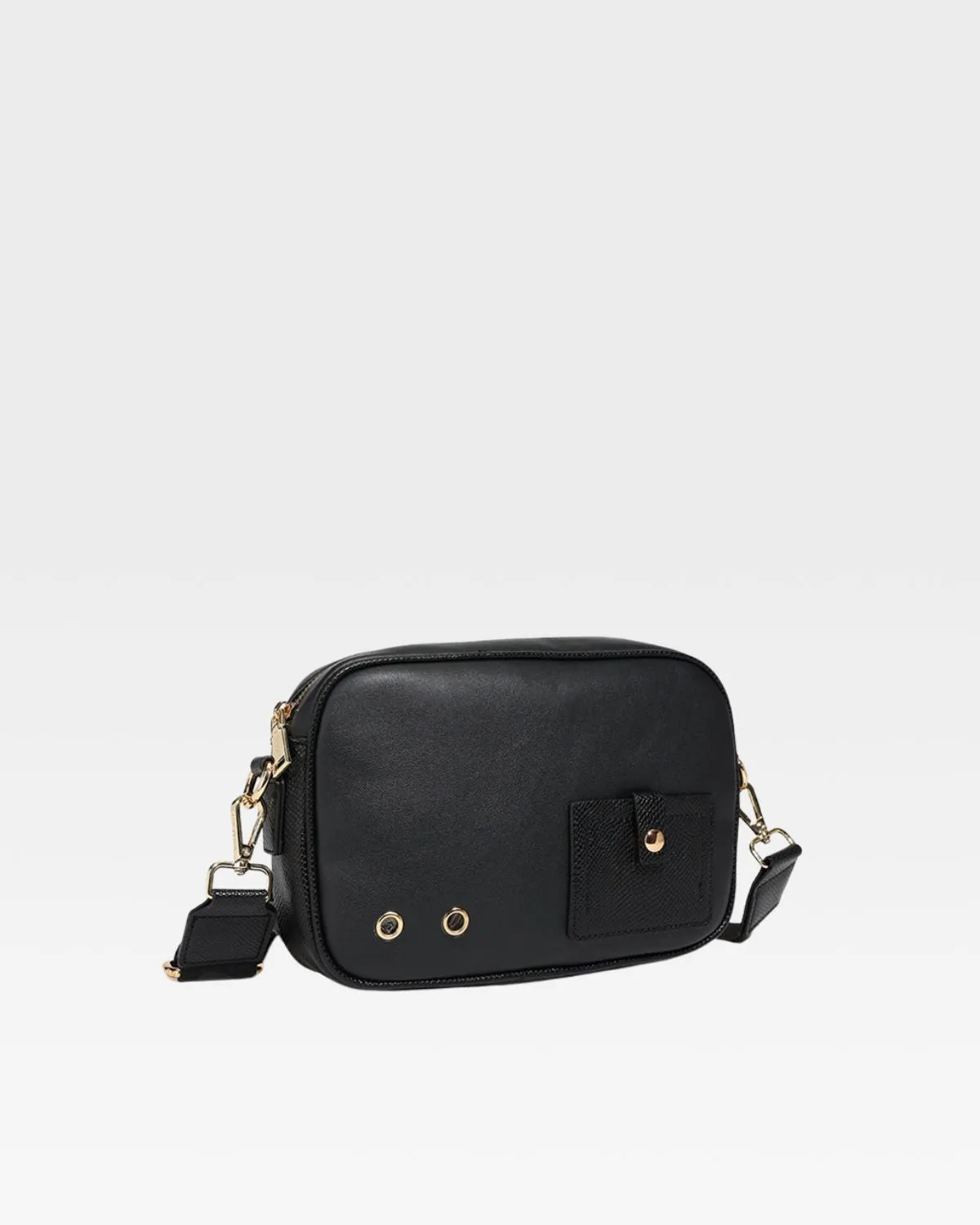 PY Crossbody Messenger Bag in Black