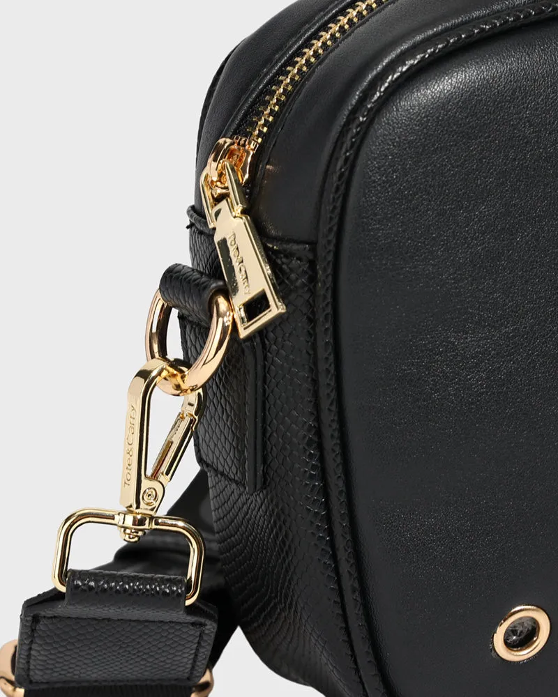 PY Crossbody Messenger Bag in Black