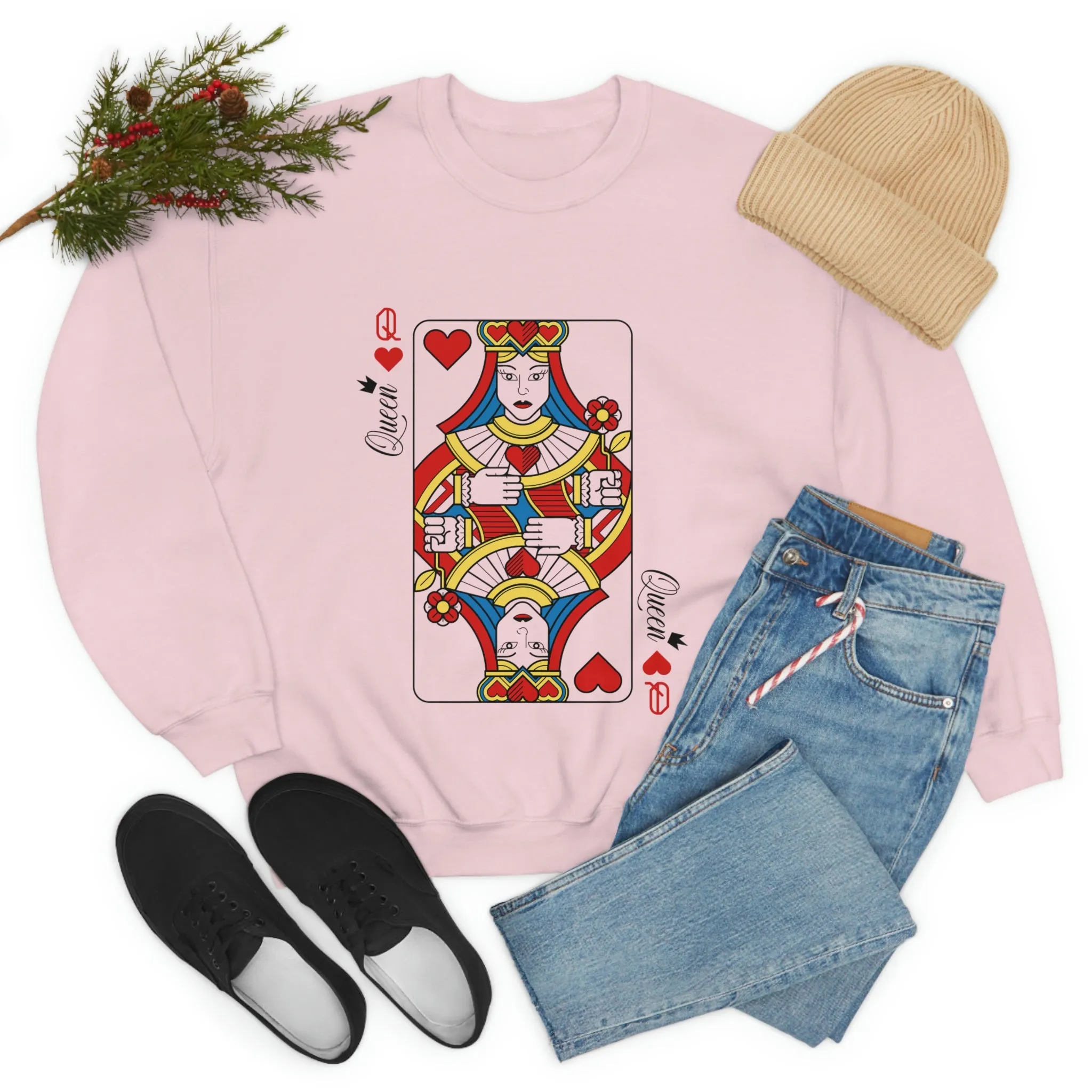 Queen of Hearts Graphic Crewneck Sweatshirt