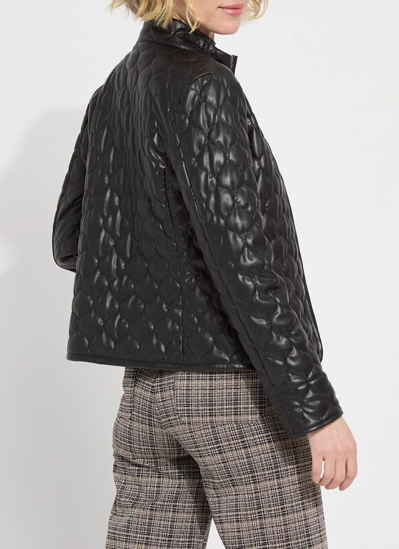 Quilted Vegan Leather Jacket in Black