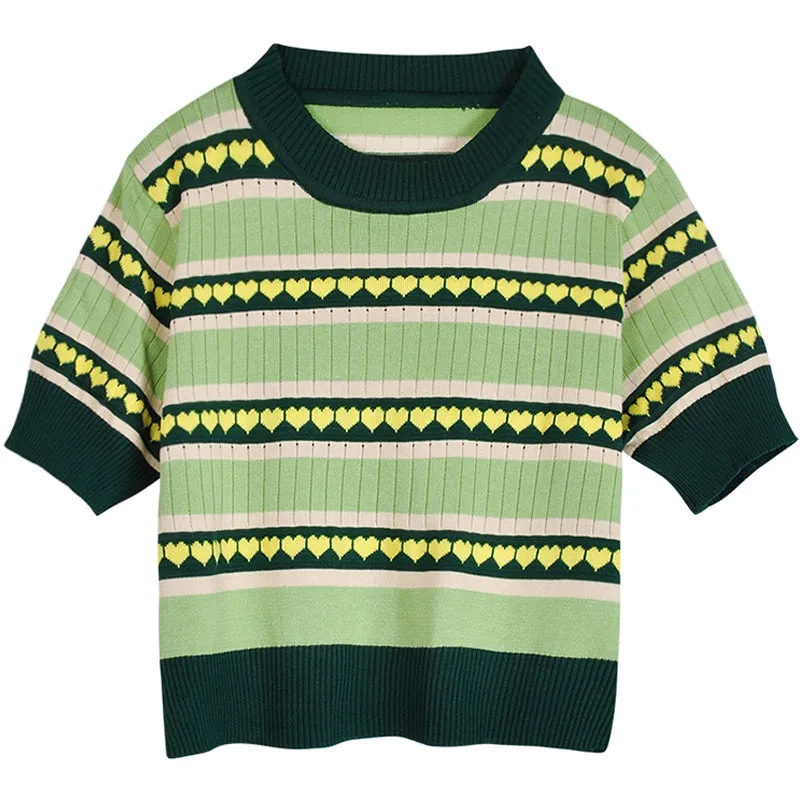 "GREEN LOVE STRIPED KNIT" T-SHIRT UB2354