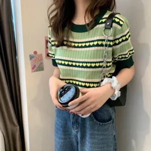 "GREEN LOVE STRIPED KNIT" T-SHIRT UB2354
