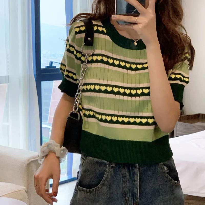 "GREEN LOVE STRIPED KNIT" T-SHIRT UB2354