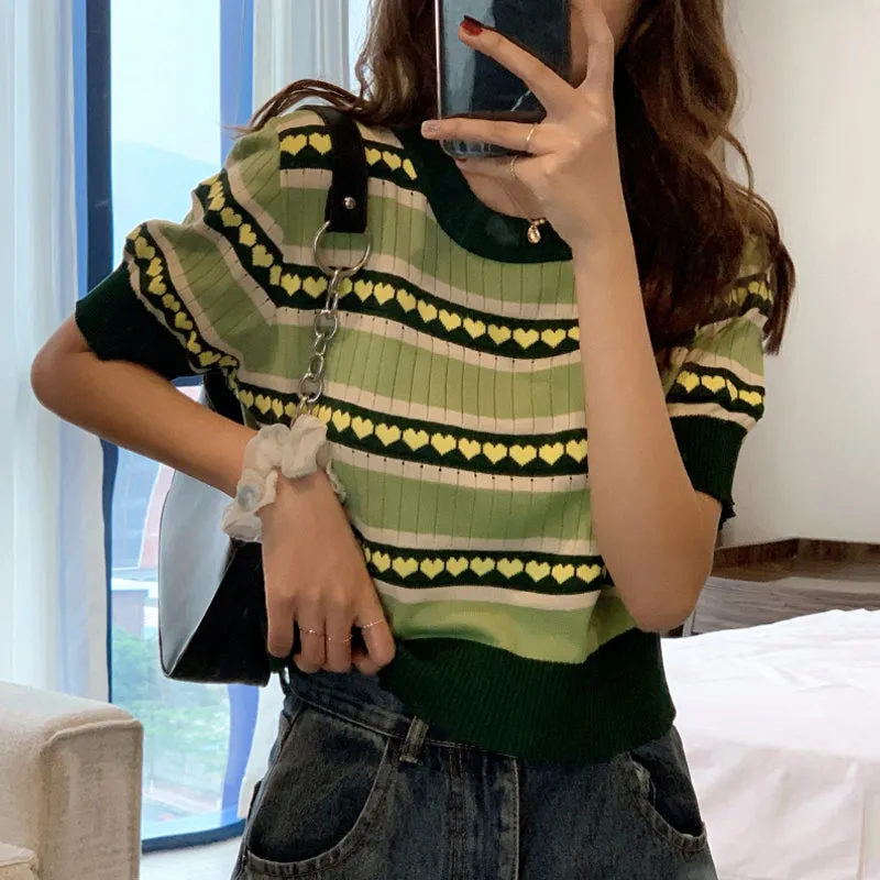 "GREEN LOVE STRIPED KNIT" T-SHIRT UB2354