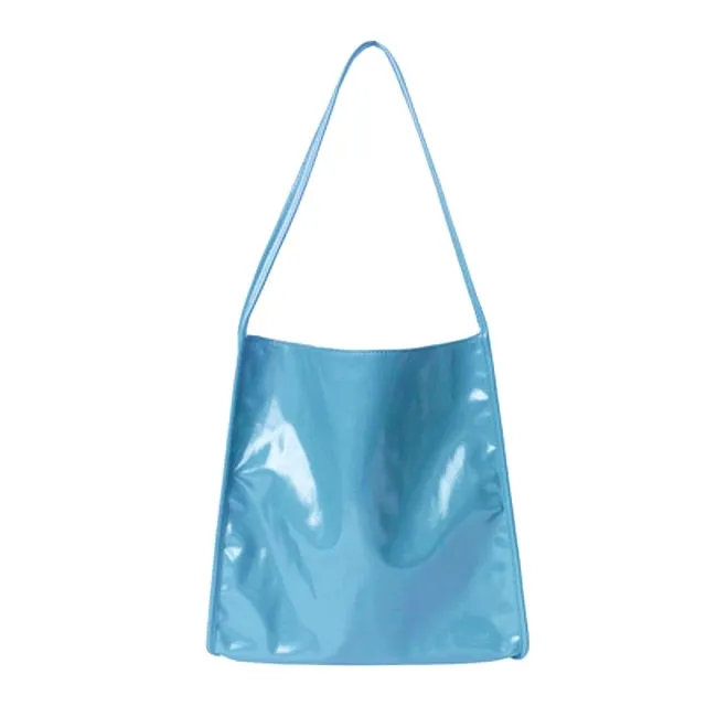 Realaiot Fashion Patent Leather Women Shoulder Bags Vintage Female Casual Tote Handbags Large Capacity Ladies Shopping Bag