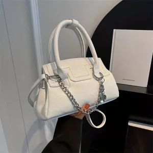 realaiot  Vintage Handbags For Women, Chain Decor Crossbody Bag, Fashion Top Handle Satchel Purses